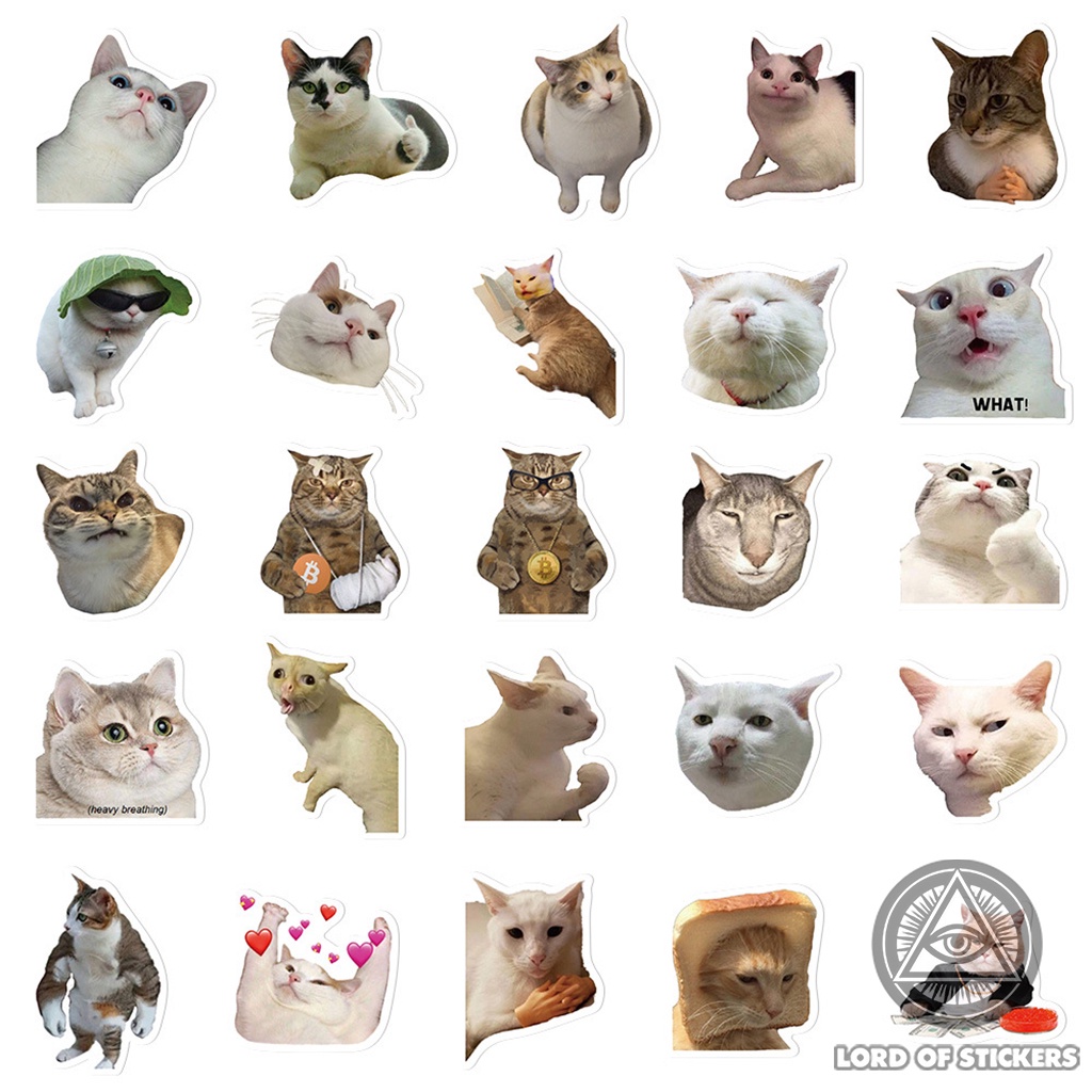 Set 50 Hình Dán Meme Sticker Mèo Cute Vui Nhộn Hài Hước Chống Thấm Nước  Trang