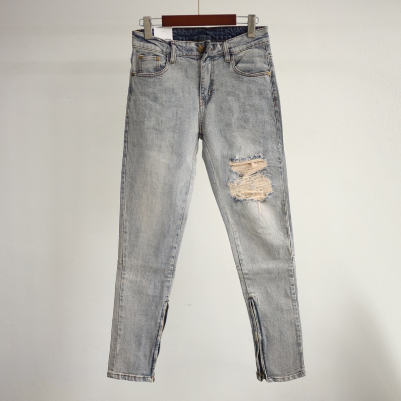 Quần jean nam streetwear cao cấp BEAR STREETWEAR,màu xám bạc wash,phom slimfit,vải denim co giãn(SK054)
