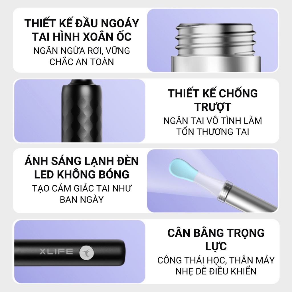 Máy lấy ráy tai XLIFE theo dõi qua ứng dụng trên điện thoại độ phân giải chất lượng cao 500W