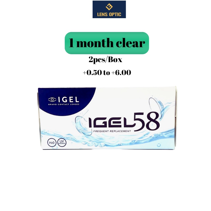 Kính áp tròng viễn thị,IGEL58 IGEL 58 1 Month Clear Contact lens 2 pcs/Box +0.50 to +6.00 Hyperopia Lenses