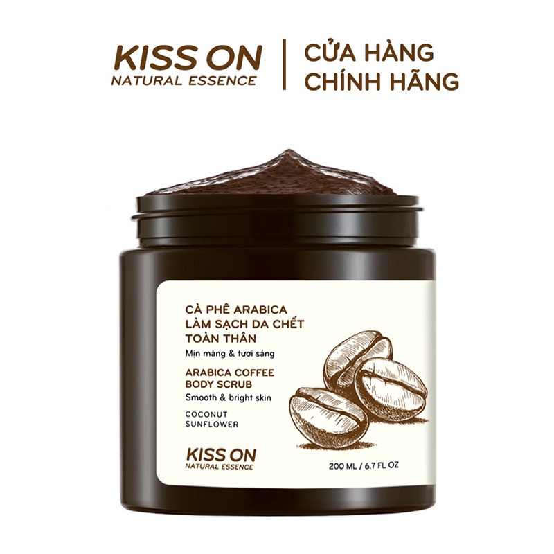 Tẩy tế bào chết body cà phê làm da tươi sáng, mịn màng KISS ON 200ml