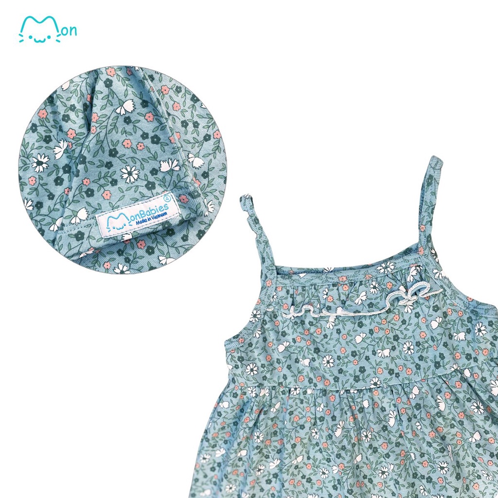 Áo hai dây bé gái mùa hè, chất liệu cotton nhẹ mát thấm hút mồ hôi tốt phù hợp mặc nhà, đi chơi. Monbabies MA2243