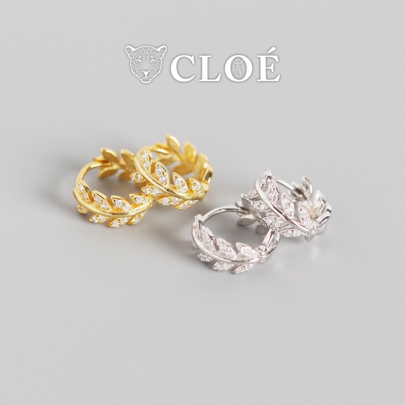 Bông tai nữ chuôi bạc 925 khuyên tai hình vòng nguyệt quế sang trọng phụ kiện trang sức Cloe Accessories 4681