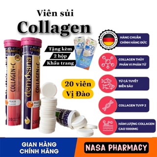Viên sủi Collagen + Vitamin C vị Đào nhập khẩu CHLB Đức Tuýp 20 viên