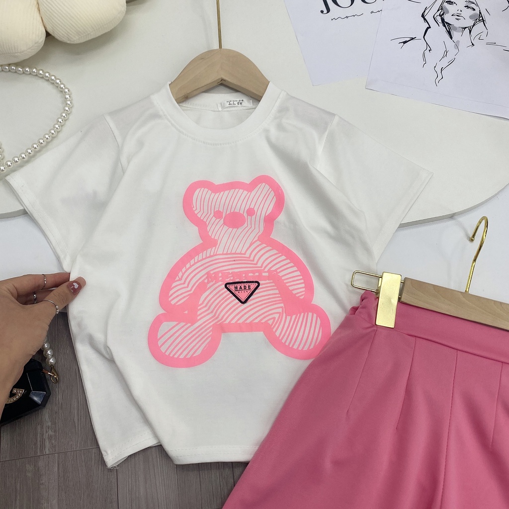 Bộ quần áo cotton hè "RABBIT" 14-45kg cho bé gái 4-14 tuổi. Xinh xắn đáng yêu. Hàng may kỹ. STG17