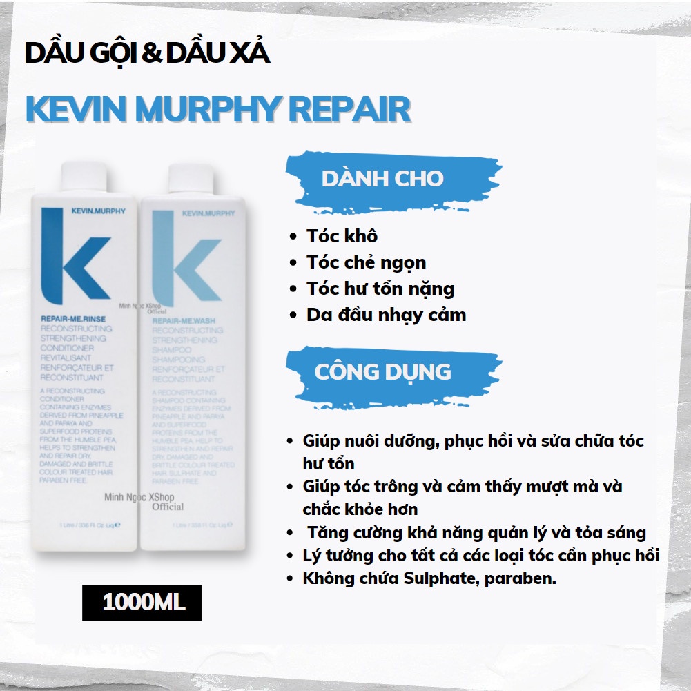 Dầu xả phục hồi tóc hư tổn Kevin Murphy Repair Me 1000ML