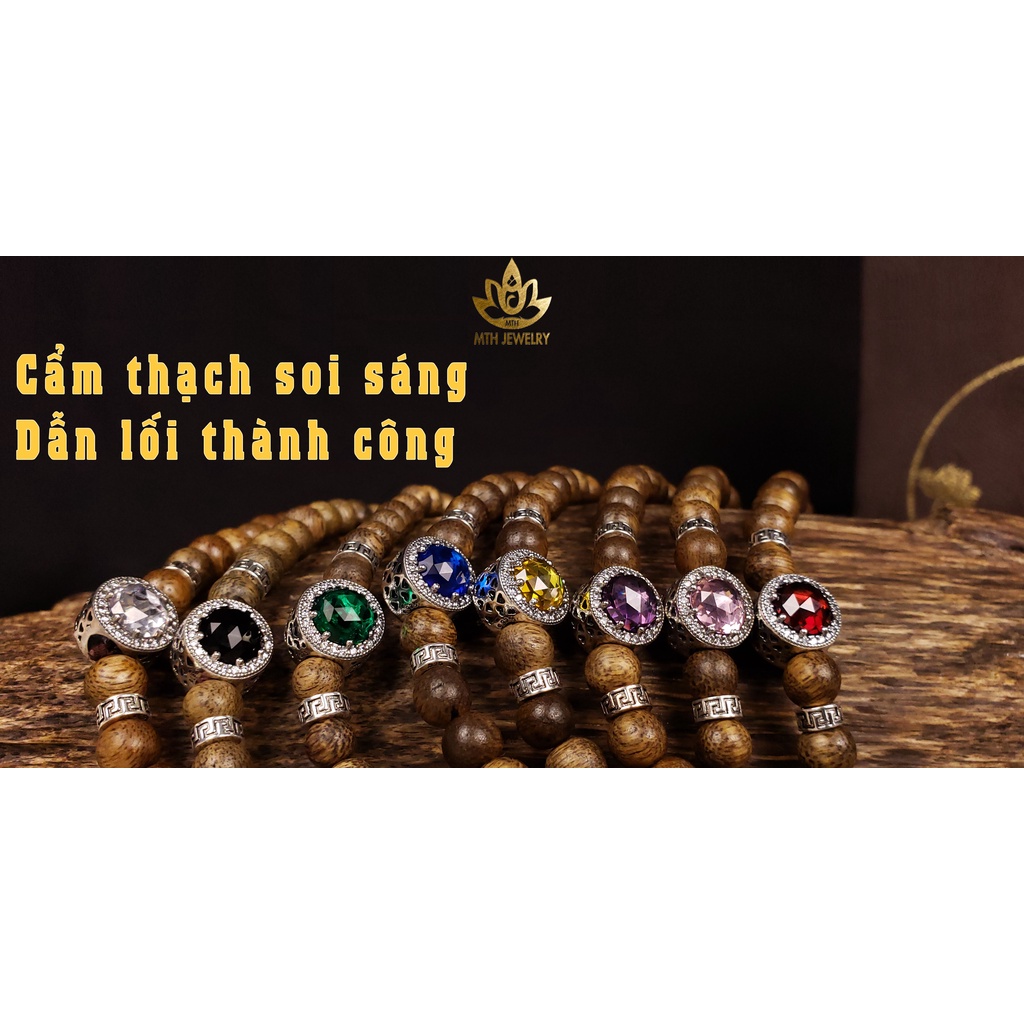 Vòng Tay Trầm Hương Tự Nhiên 108 Hạt MIX Charm Bạc S925 Phong Thủy - Hợp Mệnh - MTH JEWELRY