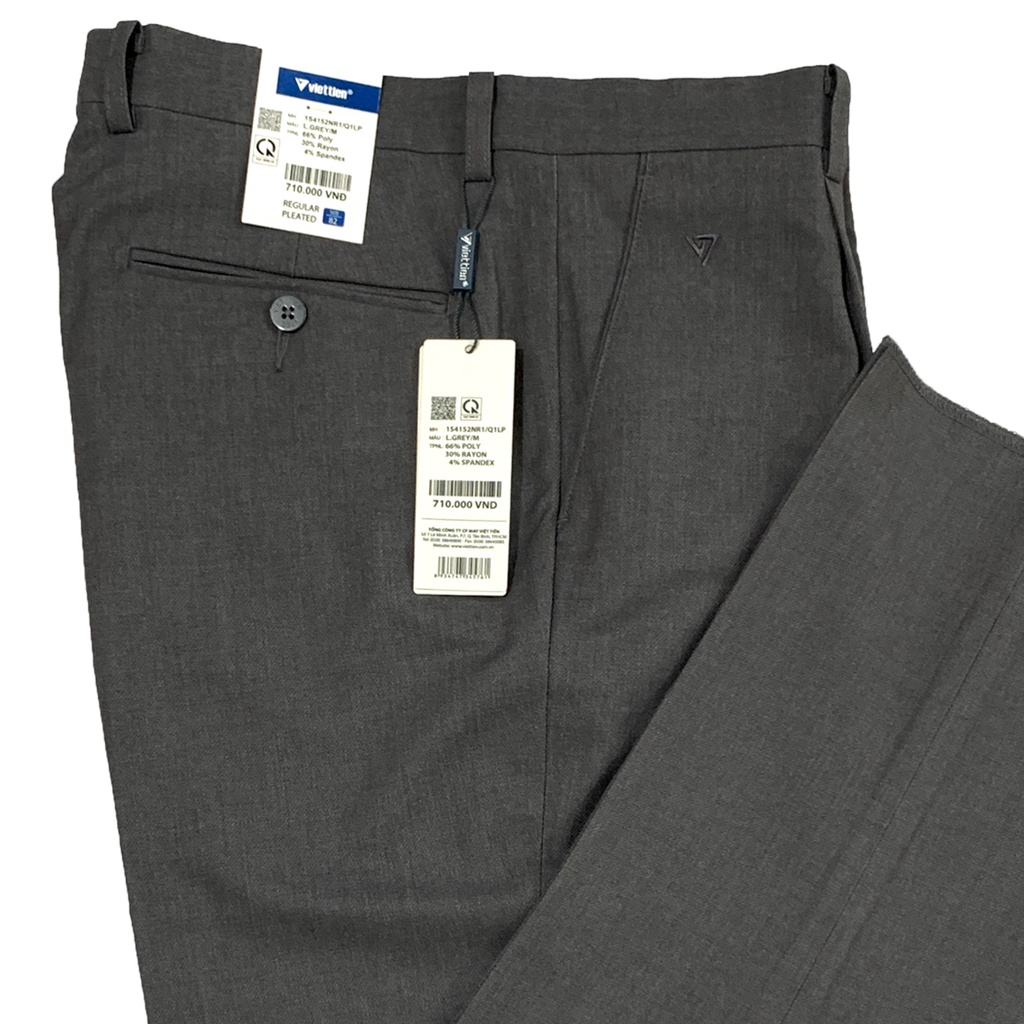 Viettien - Quần tây nam màu xám đậm có ly 1S4152 quần âu cao cấp Việt Tiến