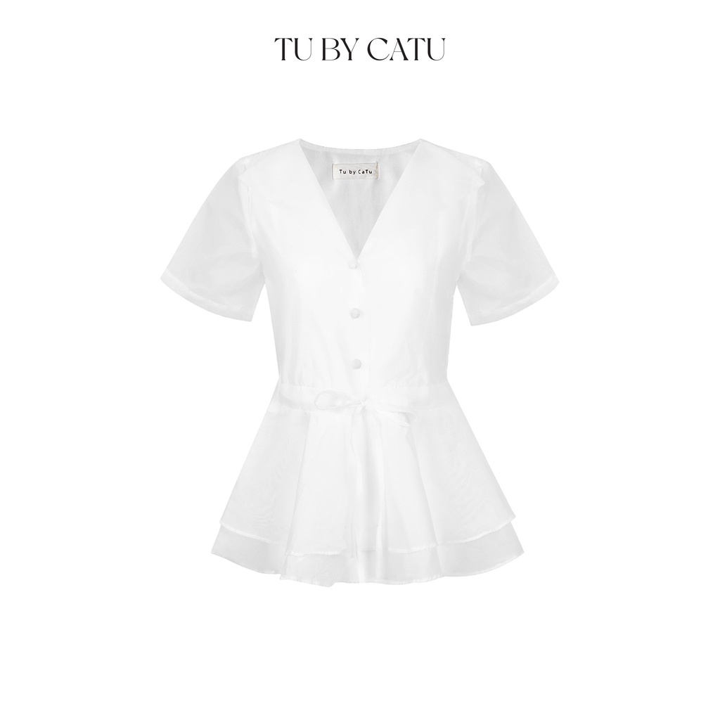 TUBYCATU | Áo organza cổ bẻ rút eo nhiều màu