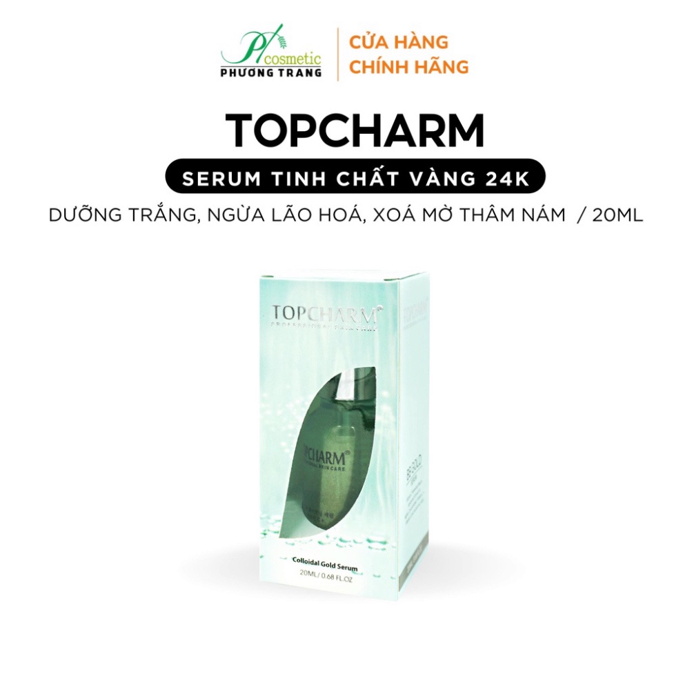 Serum dưỡng trắng TOPCHARM - tái tạo và trẻ hóa da tinh chất vàng, giúp da căng bóng và săn chắc