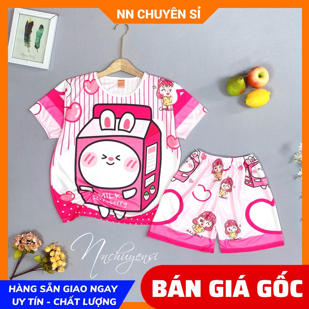 Đồ bộ bé trai bé gái mặc nhà size đến 70kg chất thun mềm mát in hình mèo hoạt hình dễ thương DBRBD FULL SIZE