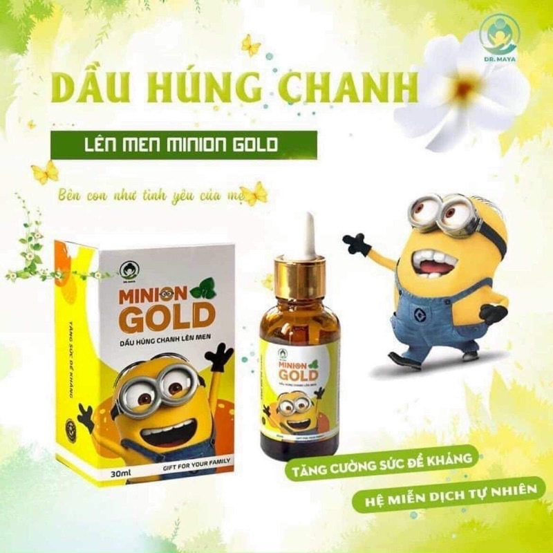 1 HỘP TINH DẦU HÚNG CHANH LÊN MEN MINION GOLD 30ML DR.MAYAA
