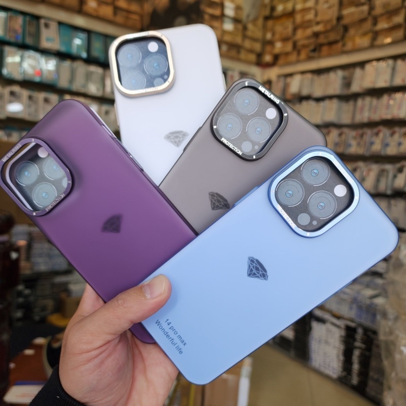 Ốp lưng nhám X&M camera bọc nhôm cho iPhone 14 Pro max/ 14 Pro/ 13 Pro Max/ 12 Pro Max chống vân tay full box
