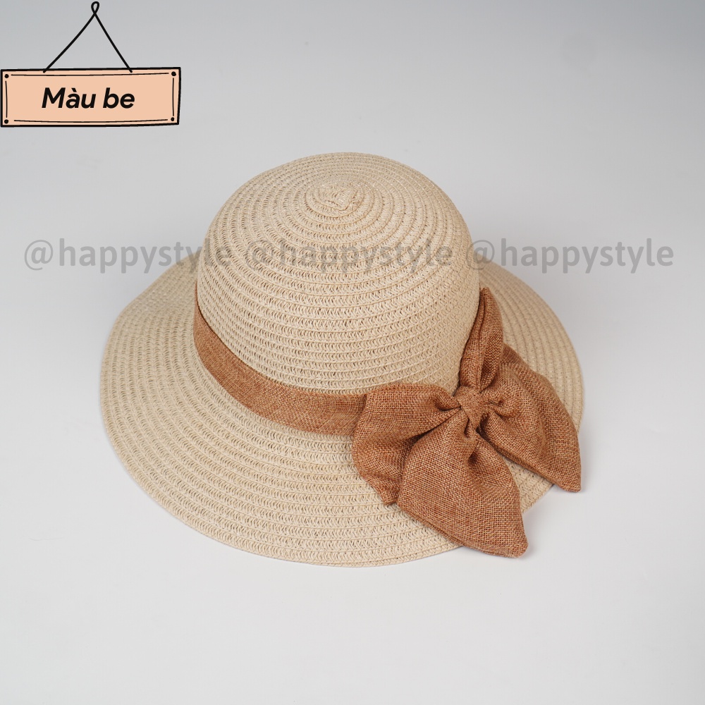 Mũ nón cói phối nơ vành rộng chống nắng thời trang hàn quốc đi biển mùa hè cực xinh NC14 - Happy Style