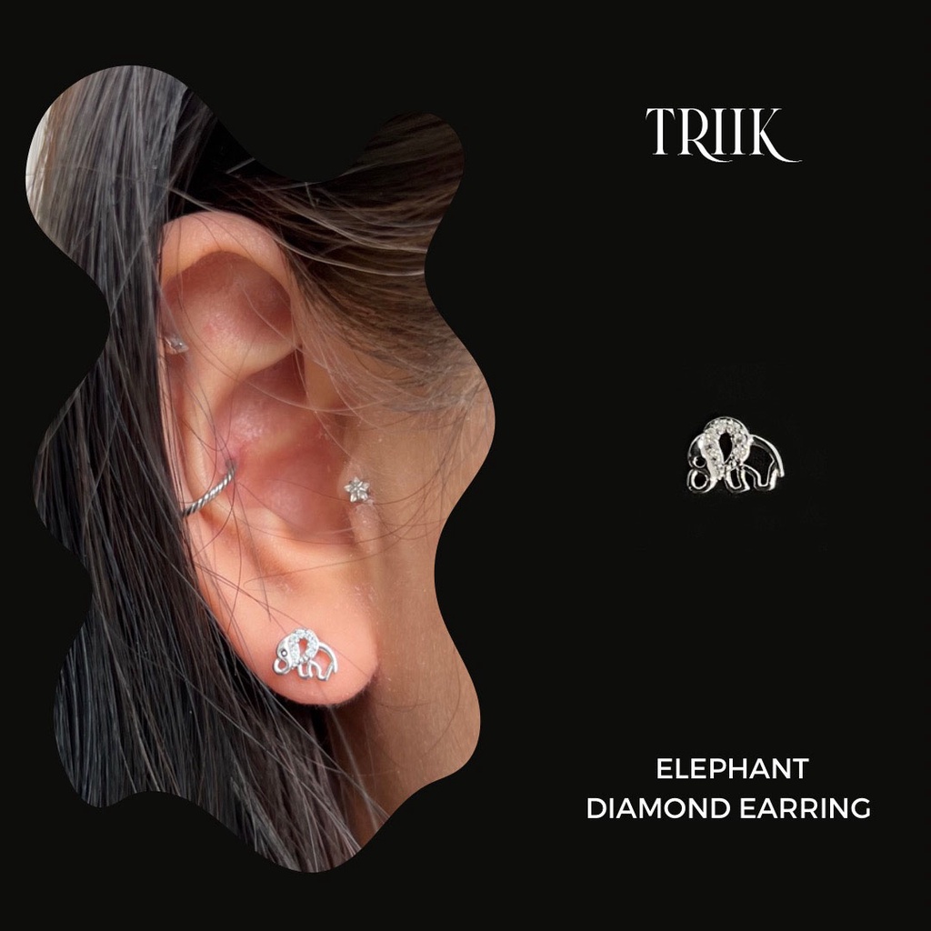 Khuyên tai đá - Elephant Diamond Earring ( giá 1 chiếc )