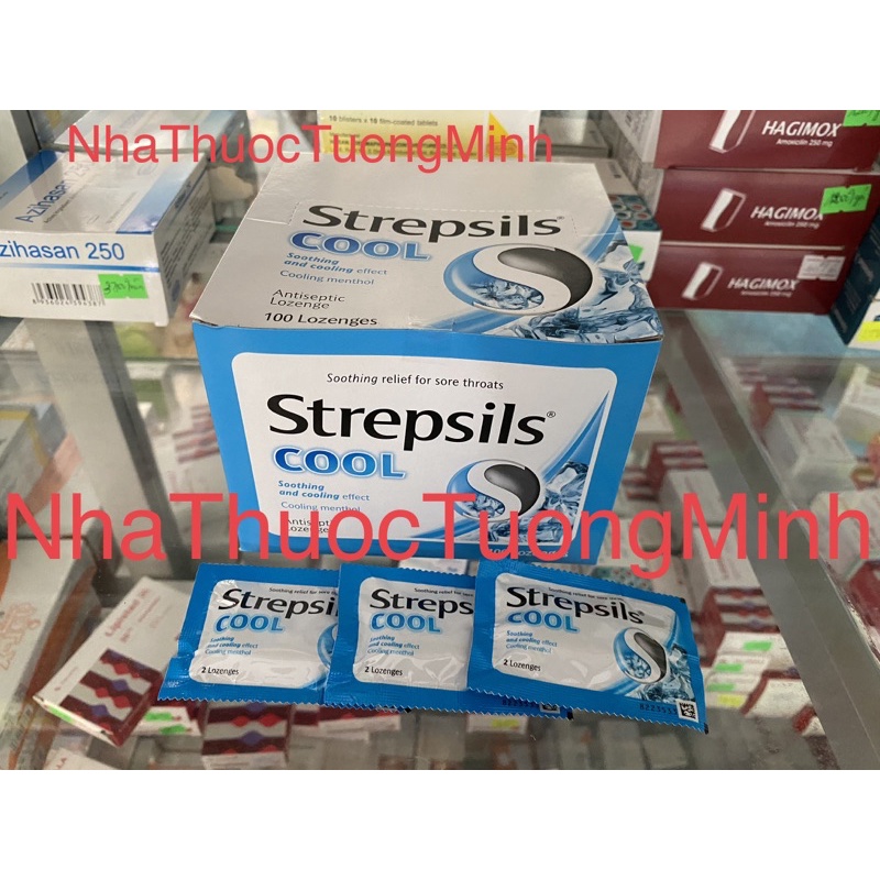 Kẹo Ngậm Strepsils COOL giảm ho,đau họng gói 2 Viên