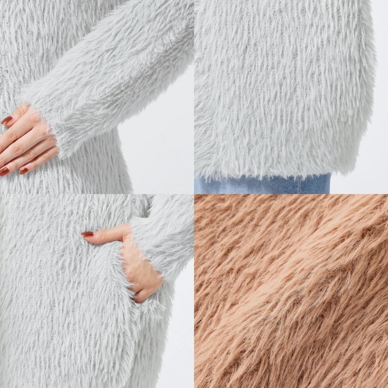 Áo khoác len lông nữ cổ tim khuy móc cardigan dòng oversive siêu dễ thương của Gu - Nhật Bản