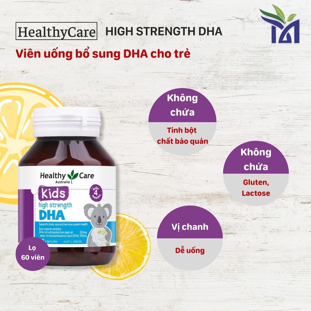 Viên Uống DHA Healthy Care High Strength 60 viên Hỗ Trợ Phát Triển Trí Não Cho Bé