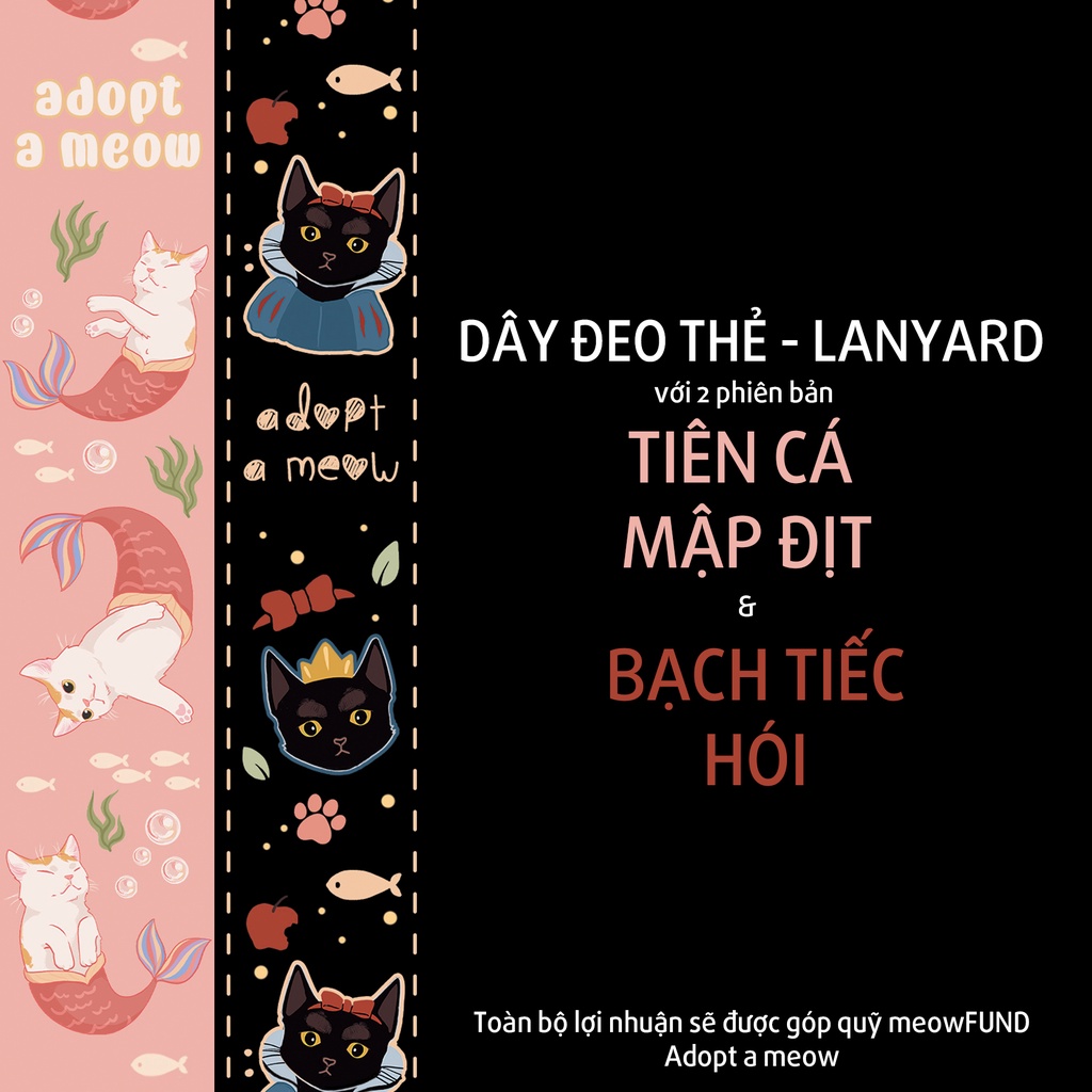 Dây đeo thẻ Lanyard adoptameow Tiên Cá Mập Địt & Bạch Tiếc Hói