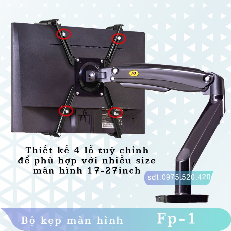 FP1 - Bộ Kẹp Màn Hình Máy Tính/ Sử Dụng Cho Màn Hình Không Thiết Kế Treo - 17 - 27 Inch