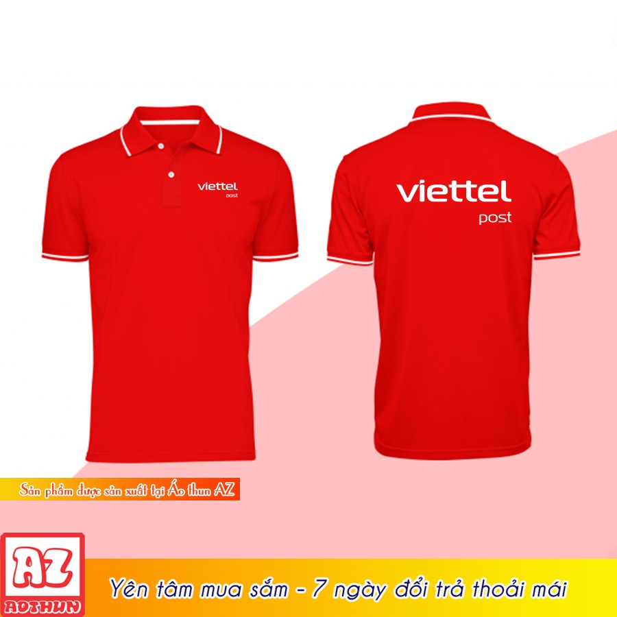 Áo thun polo đồng phục viettel post màu đỏ tươi - Vải thun lạnh thoáng mát M3226