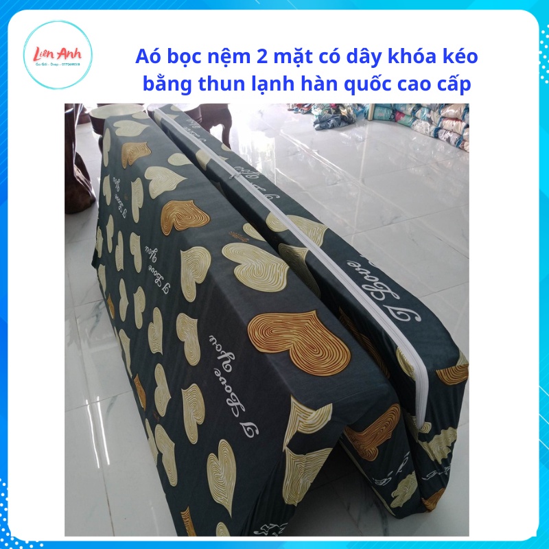 Áo bọc nệm 2 mặt có dây khóa bằng thun lạnh hàn quốc in 3D cao cấp ĐỦ SIZE