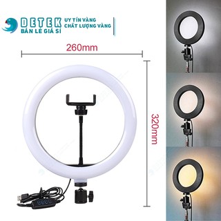 Đèn led livestream 26cm (Φ26) 3 chế độ đèn tích hợp giá đỡ điện thoại