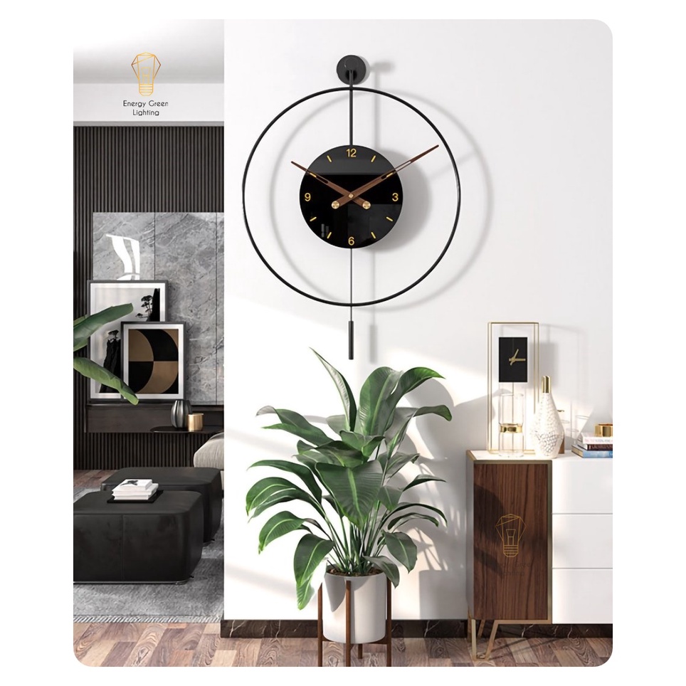 4 Mẫu - Đồng Hồ Energy Green Lighting Treo Tường Decor - Đường Kính 60cm - Decor Trang Trí Nghệ Thuật Cao Cấp