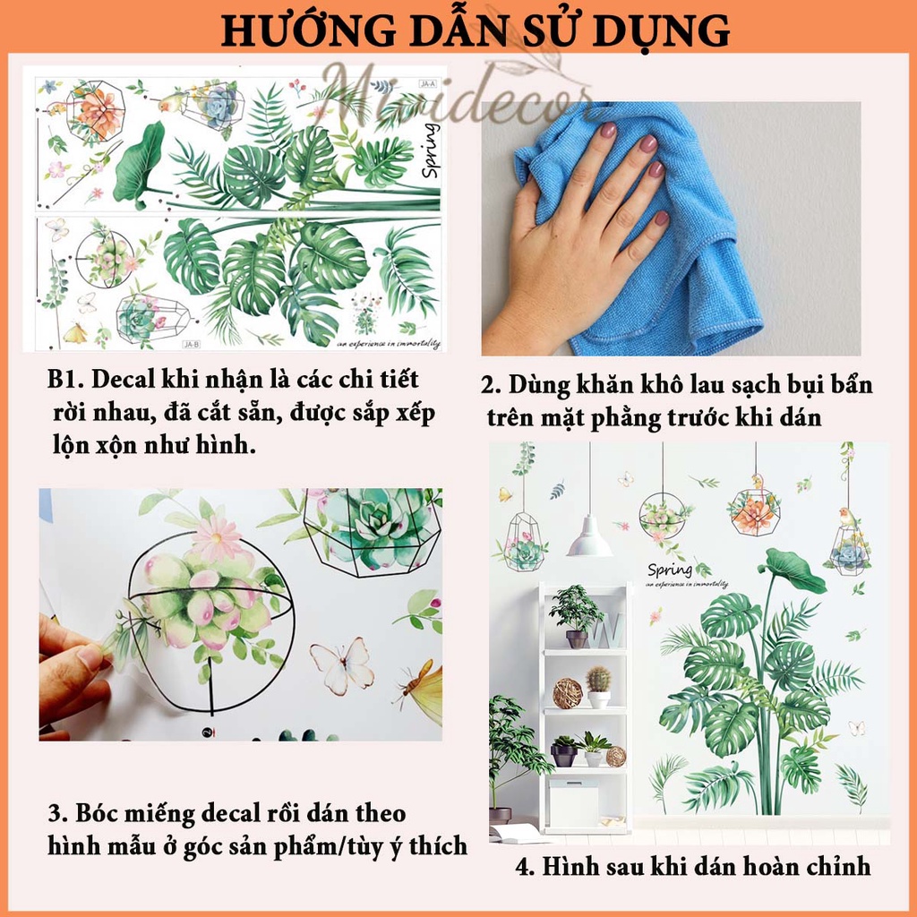 Tranh dán tường phòng ngủ decor dán tường MIVIDECOR tranh 3d dán tường tranh decor phòng khách cây xanh