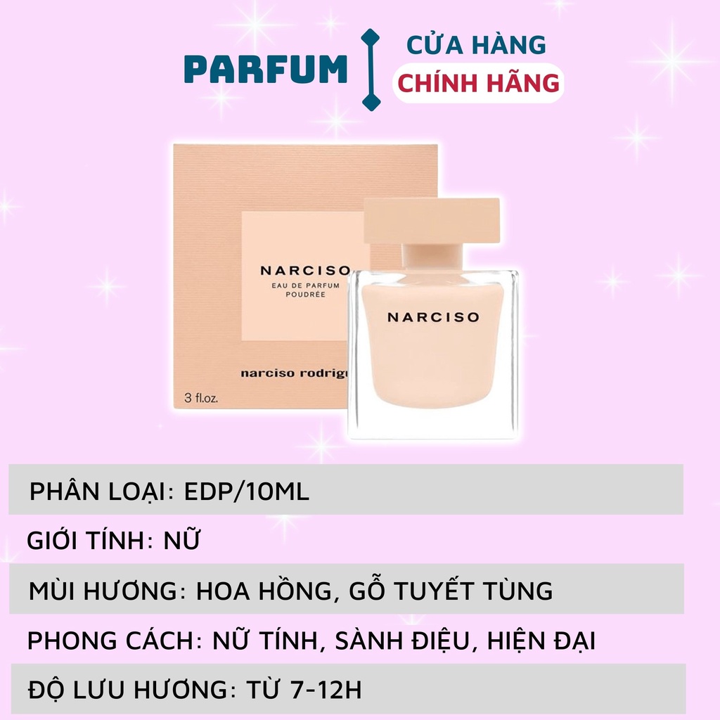Nước hoa nữ Narciso hồng lùn chiết 10ml chính hãng thơm lâu -  Nước hoa chiết lưu hương lâu ngọt ngào quyến rũ cuốn hút