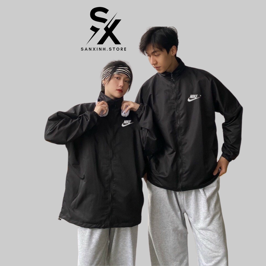 Áo khoác gió Nike form i hình, chất vải dày dặn, Áo khoác gió cao cấp  Black Vintage -Sanxinh.store