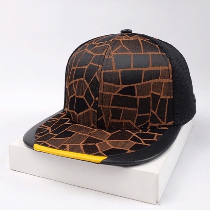 Nón lưỡi trai snackpack ngang hoa văn phối lưới khóa nút bấm Hàng VNXK bản cao cấp FreeSize Unisex