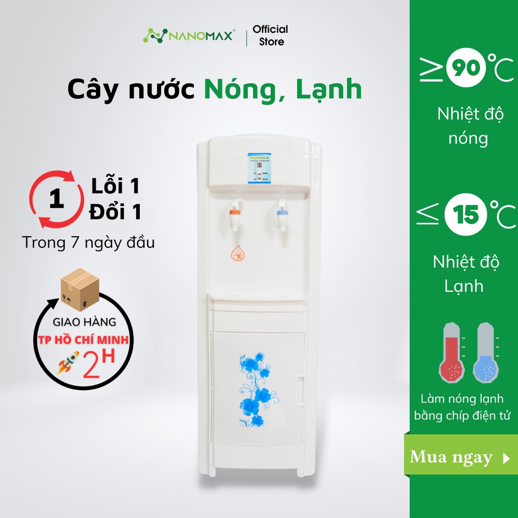 Cây Nước Nóng Lạnh Nanomax KF800, Công Nghệ Nhiệt Độ Kép 2 Vòi Nóng Lạnh, Tủ Đựng Đồ, Tự Động Ngắt Điện An Toàn Sử Dụng