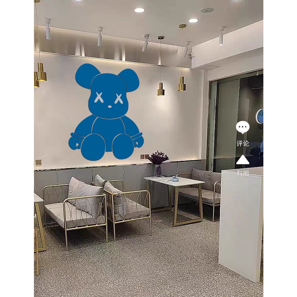 Gấu BearBrick Kaws dễ thương dán tường trang trí Salon Tiệm Nail Mi Shop thời trang
