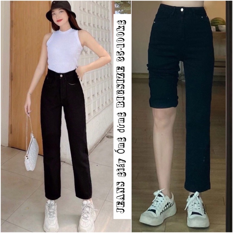 [FUll size 35-100kg] Quần Jeans Giấy Ống Đứng CO GIÃN Cạp Cao (Mã  56)  Chất bò giấy co giãn 4 chiều, loại đẹp | BigBuy360 - bigbuy360.vn