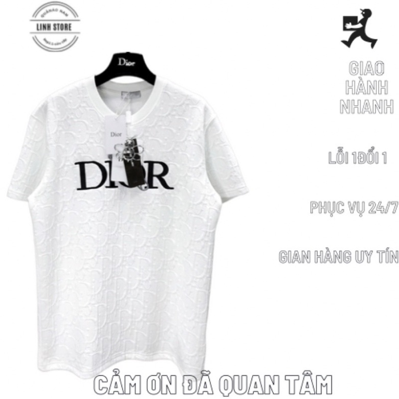 Áo thun giới tính DIOR dập chữ nổi vật liệu Cotton co và giãn 4D - áo cộc giới tính DIOR From Dáng Unisex Momo official