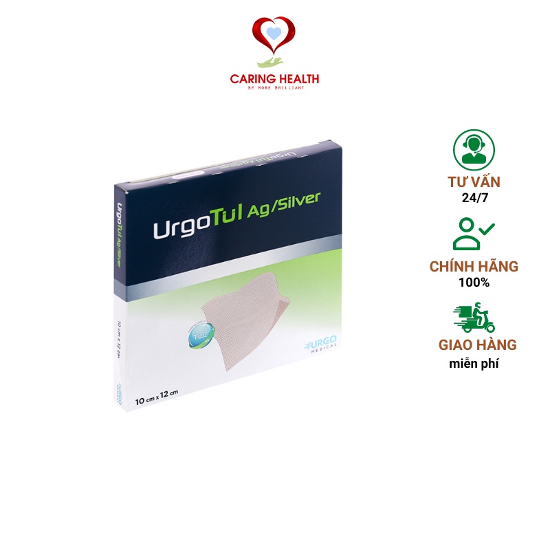 Gạc lưới chống dính tẩm bạc Urgotul Ag/Silver - giúp vết thương nhiễm khuẩn nhanh lành, không dính, không đau khi thay b