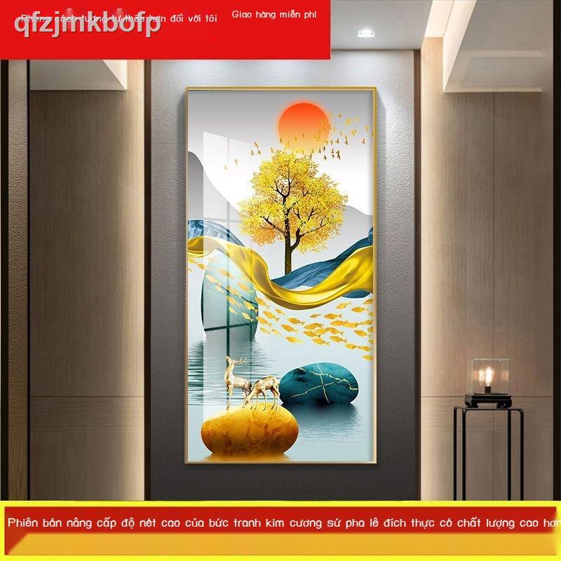 Tranh trang trí lối vào hiên nhà dọc tranh sứ pha lê hành lang lối đi tranh phong thủy ánh sáng sang trọng ph