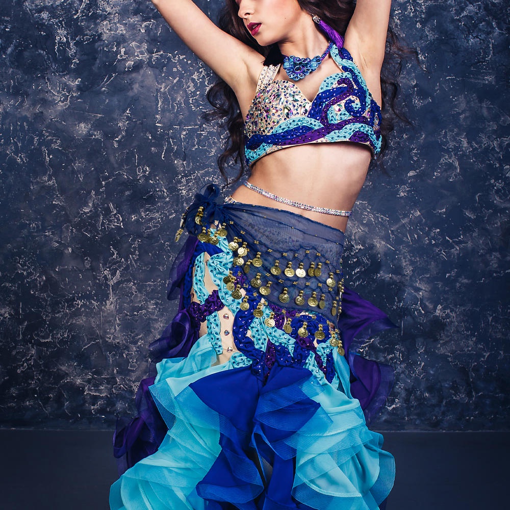 Khăn Choàng Hông Múa Bụng Đính Đồng Xu Vàng Lấp Lánh 3 Lớp