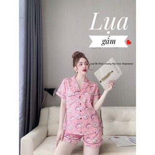 Bộ đồ nữ pyjama tay ngắn quần đùi lụa gấm cao cấp