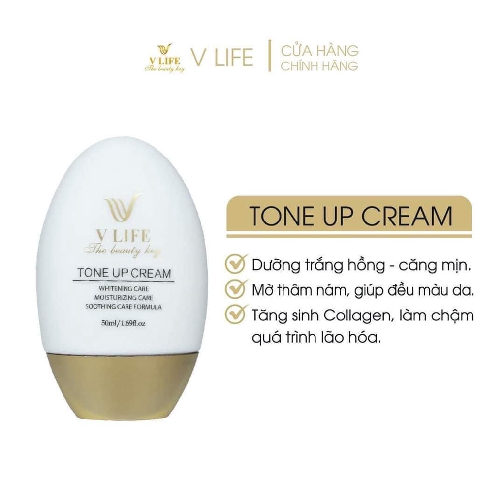 (Chính Hãng) Kem Face dưỡng trắng da tế bào gốc Vlife tặng 01h kem Body snow