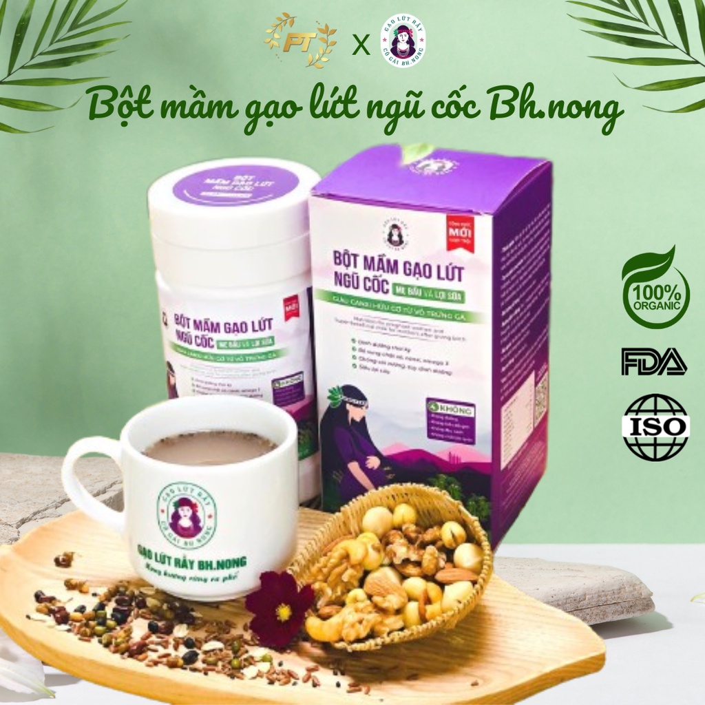 Bột mầm gạo lứt ngũ cốc siêu hạt Bh.nong lợi sữa hộp 500g