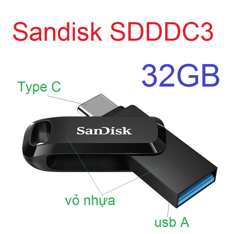 Usb 32GB Sandisk Ultra Dual Drive Go Usb TypeC (SDDDC3)