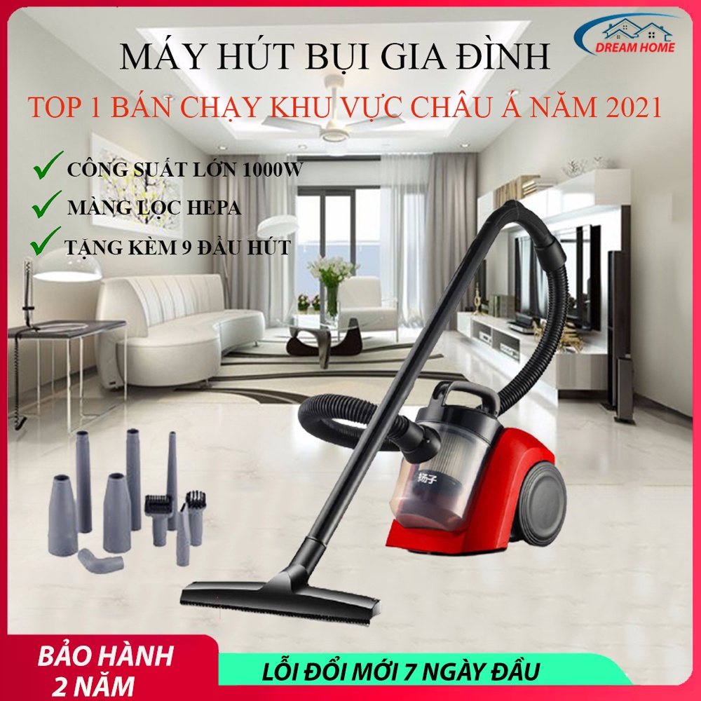 Máy hút bụi gia đình, tặng kèm nhiều đầu hút. Lực hút khoẻ công suất lớn phạm vi làm việc rộng máy. Bảo hành 2 năm.