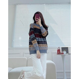Áo len tay dài họa tiết thổ cẩm - leda