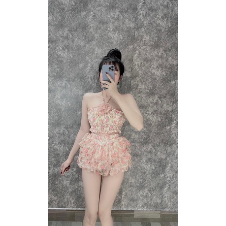 Set váy tầng + áo hoa nhúm