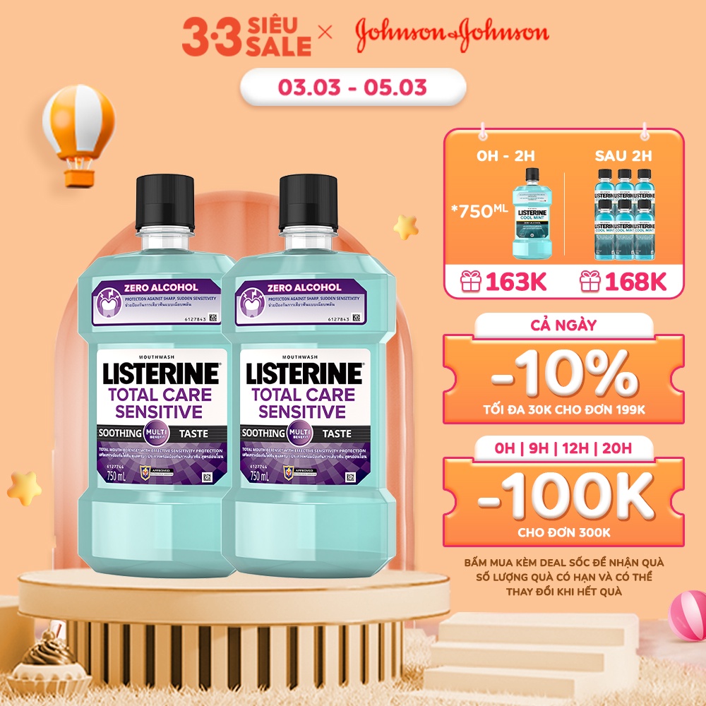 Bộ 2 Nước súc miệng cho răng nhạy cảm Listerine Total Care Sensitive