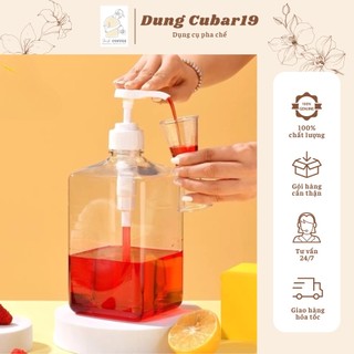 Bình bơm đường siro Nhựa có vòi Pump ấn dung tích 1600ml, Dụng cụ pha chế bình đựng siro nhựa cứng cao cấp