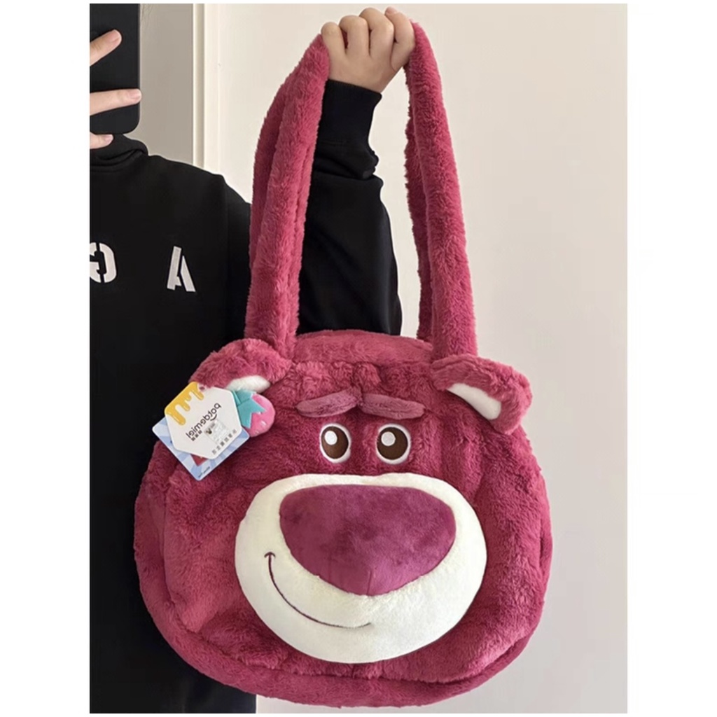 Túi tote Gấu dâu Lotso mẫu tròn hồng đậm chính hãng Disney