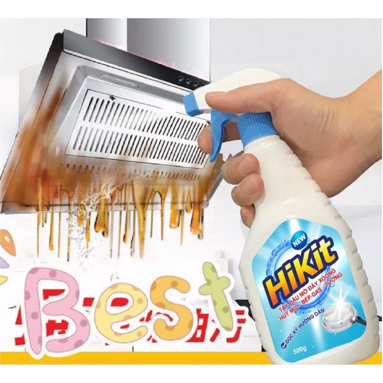 Dung dịch Tẩy dầu mỡ,tẩy nhà bếp, tẩy hút mùi, bếp gas, bếp từ, đáy xoong, đáy chảo HiKit